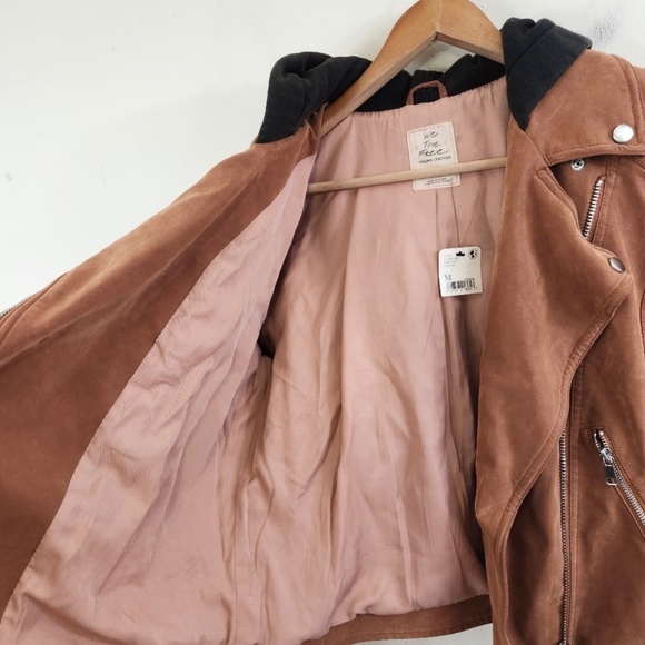 We The Free by Free People Harriett Tan Leather Jacket with Hood, Size M, NWT - Picture 6 of 7